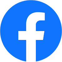 Blue circle with a white lowercase letter "f" representing the Facebook logo.
